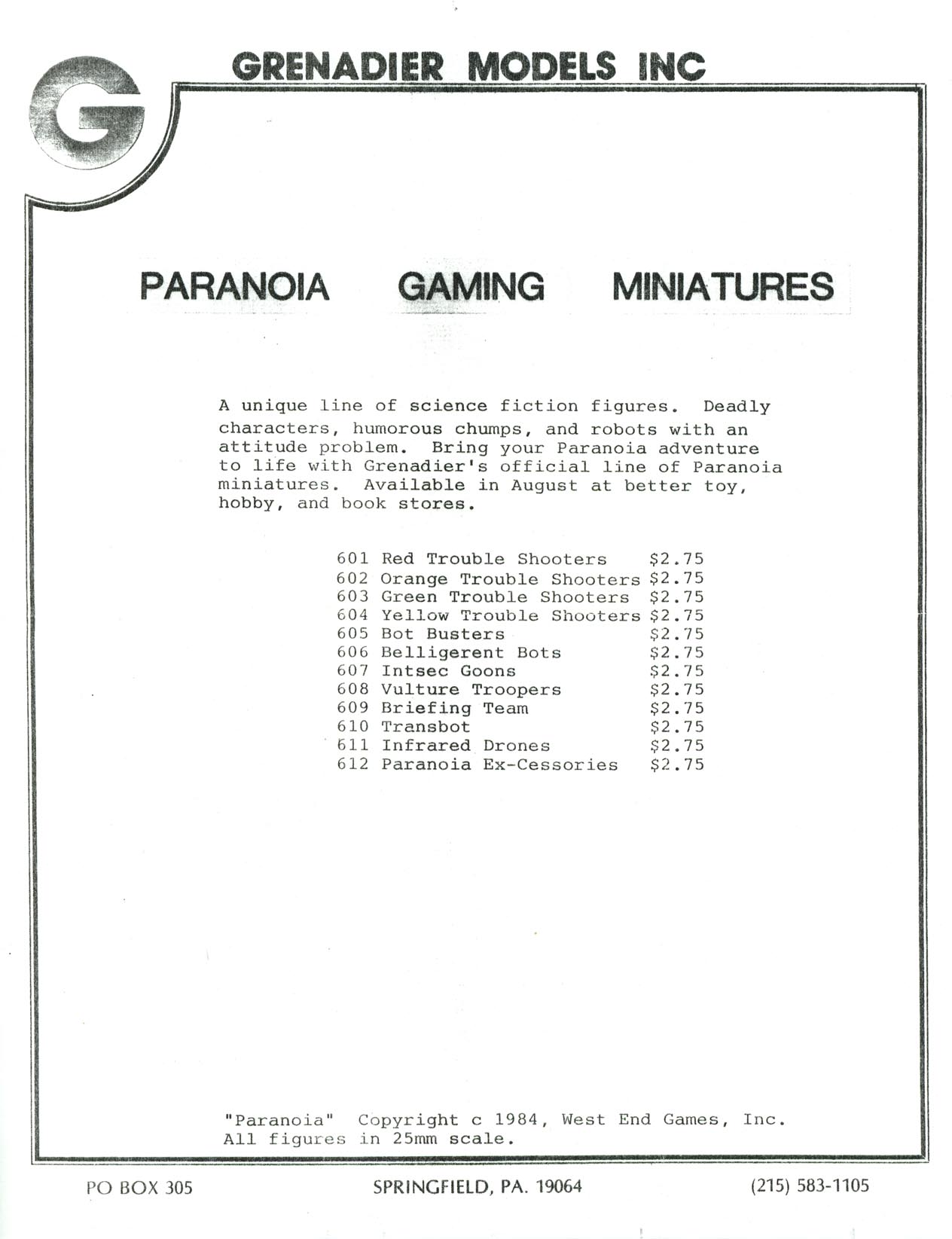 Paranoia - Player Handbook (1984, West End Games) - #98742 - Mindtaker  Miniatures